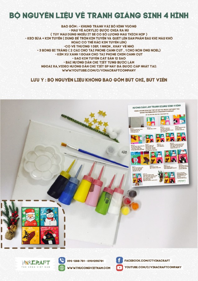 Kit vẽ tranh Giáng sinh 4 hình